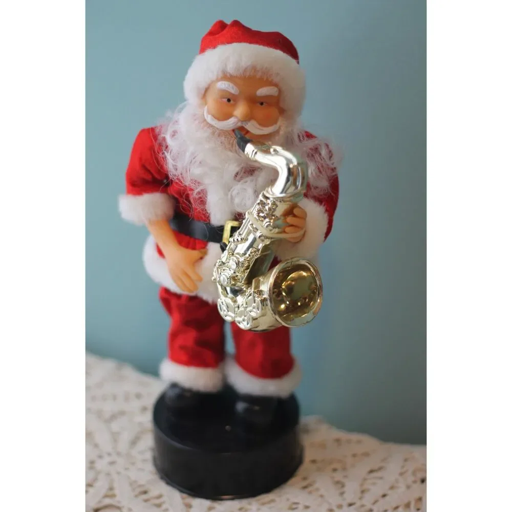 Vintage Dancing Santa Claus with Saxophone (Works)